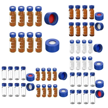 Флакони с автосамплером обем 2 мл Опаковка от 100 флакона с HPLC 9-425 флакона със сини капаци завинчивающимися