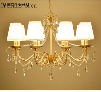 Френската луксозна златна кристален полилей дневна спалня европейски стил на творческата личност led изцяло медна кристален лампа