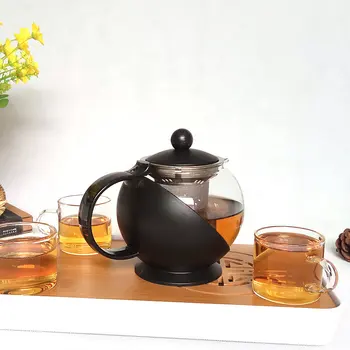 Чайник от Високочестотен Стъкло, Чайник от Неръждаема Стомана с предварително покритие Вложка, Огнеупорни Чайник с Голям Капацитет, Китайски Чай