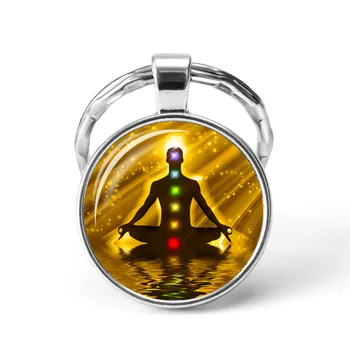 Чакра На Рейки Исцеляющий Ключодържател Буда Е Йога, Медитация Висулка Ключодържатели Духовен Символ Ω Индийски Бижута За Медитация Ключодържатели