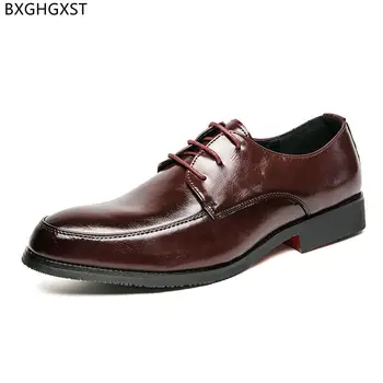 Черни мъжки обувки за сватба-Oxfords, Класически мъжки модел обувки, Италиански Елегантни Кожени обувки, мъжки Zapatos Blancos Hombre сватбени обувки